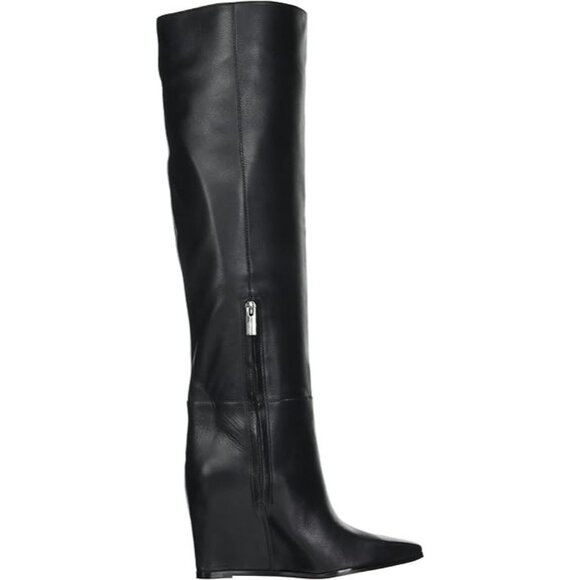 Vince Camuto Boots Tiasie Over the Knee Wedge Boots Black Leather SZ 7.5 NEW - Picture 8 of 9